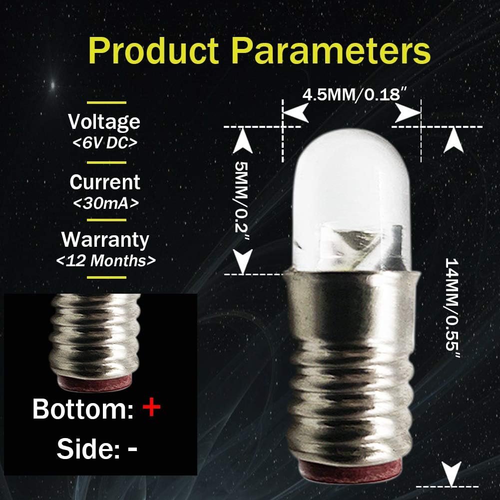 Ruiandsion E5 LED Bulb Warm White 5V 6V E5 E5.5 Screw Base LED Bulb Upgrade for Modle Train Lights(Pack of 4)