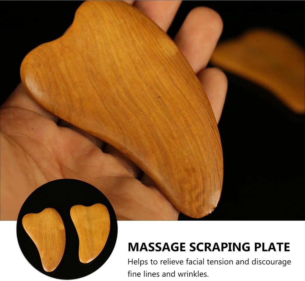 2pcs Wooden Scraping Massage Tool Heart- shaped Wood Face Scraping Board Facial Body Care Scraping Plate Therapy Tool, Anti , Manual Muscle Wood Therapy