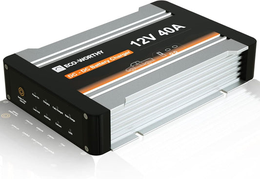 ECO-WORTHY 12V 40A DC to DC Charger with MPPT,Solar Charge Controller and On-Board Battery Charger for Lithium Batteries, Gel, AGM, Charger for Solar Panel and Alternator, in RVs, Trailer, Boat,Yachts