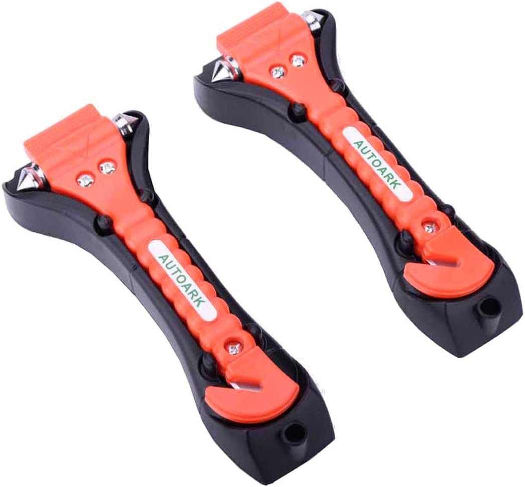 Autoark Car Safety Antiskid Hammer Seatbelt Cutter Emergency Class - Window Punch Breaker Auto Rescue Disaster Escape Life-Saving Hammer Tool,2 Pack,AZ-012