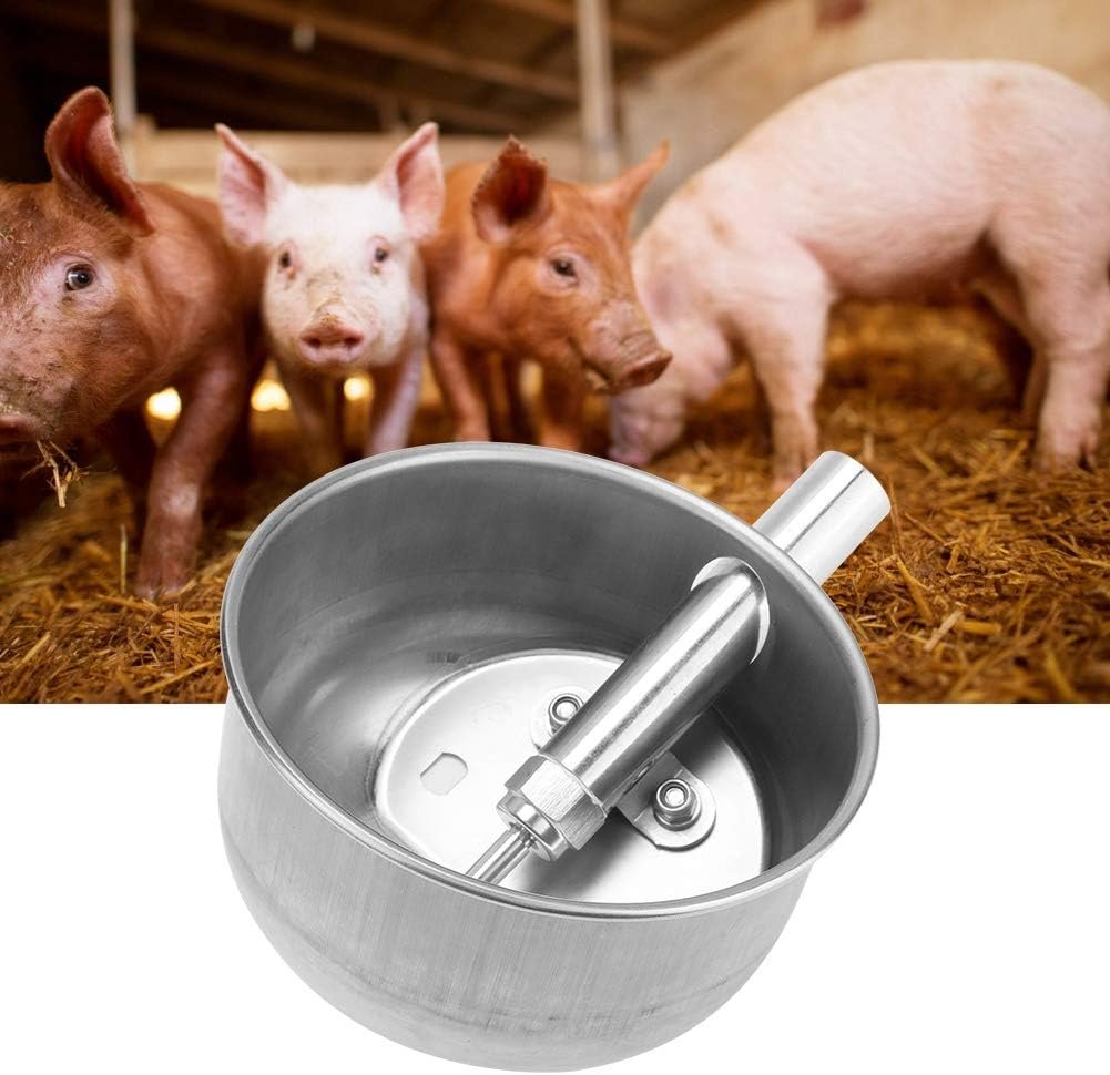 Waterer, Stainless Steel Automatic Water Bowl Piglets Drinking Bowl Water Trough for Livestock Small Horse Cattle Goat (15cm)