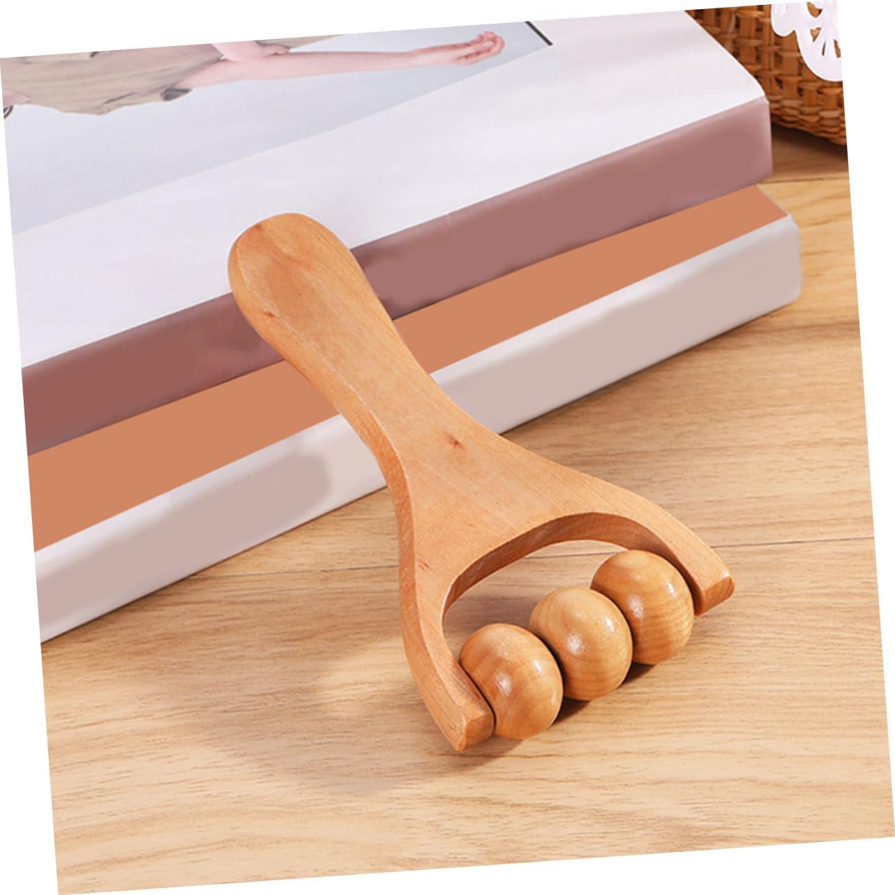 WRITWAA 1 Set Strumento A Rulli Massaggi Attrezzo Massaggiatore A Per Piedi Massaggiatore Cervicale Strumento Di Massaggio Manuale Strumenti Di Massaggio Corporeo Di Legno 2 Pezzi
