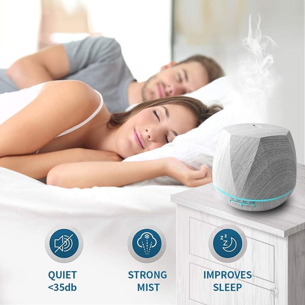 Aromatherapy Essential Oil Diffuser 550ml Ultrasonic Diffusers Cool Mist Air Humidifier with Remote Control 7 Colors LED Lights and Waterless Auto Shut-Off Timer for Home Bedroom Room Office
