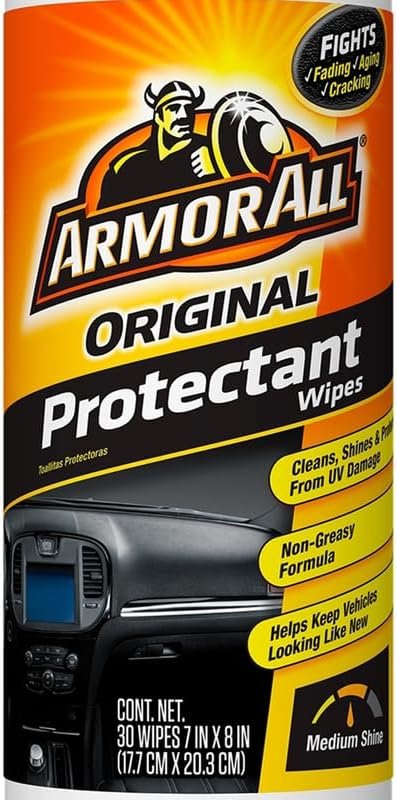 Original Protectant Wipes by Armor All, Car Interior Cleaner Wipes with UV Protection to Fight Cracking & Fading, 30 Count