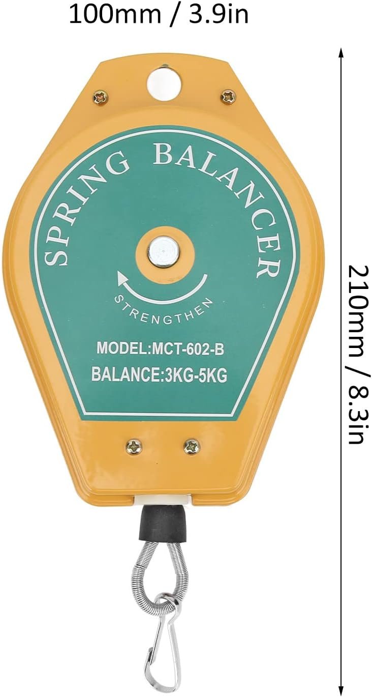 Spring Balancer, 3 to 5Kg Load Small Multi Function Retractable Spring Balancer Strong Bearing and Safe Tool Fixtures Holder Hanging with Safety Device for Assembly Lines