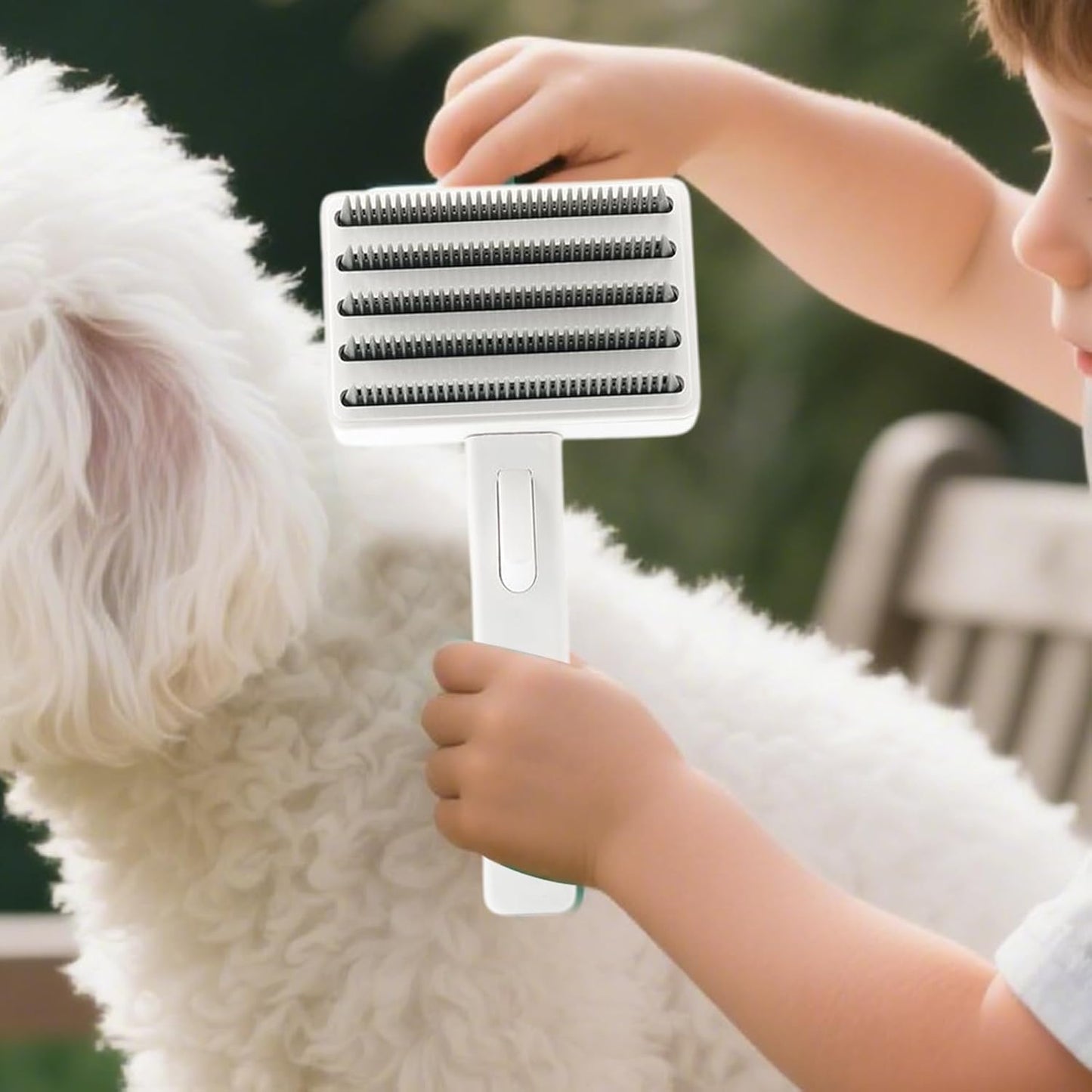 Dog Brush for Shedding, Pet Grooming Tool, Ergonomic Detangling Design, Dematting & Bath Massage Bristles, Soft Grip Handle, Blue 1-Pack, For Puppy Home Care Shower & Coat