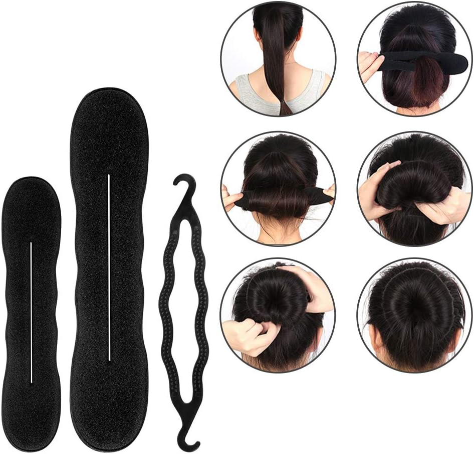 Hair Styling Accessories Set, 27pcs Hair Bun Maker French Hair Braiding Kit with Black Hair Clips Braiding Pins for Women Girls
