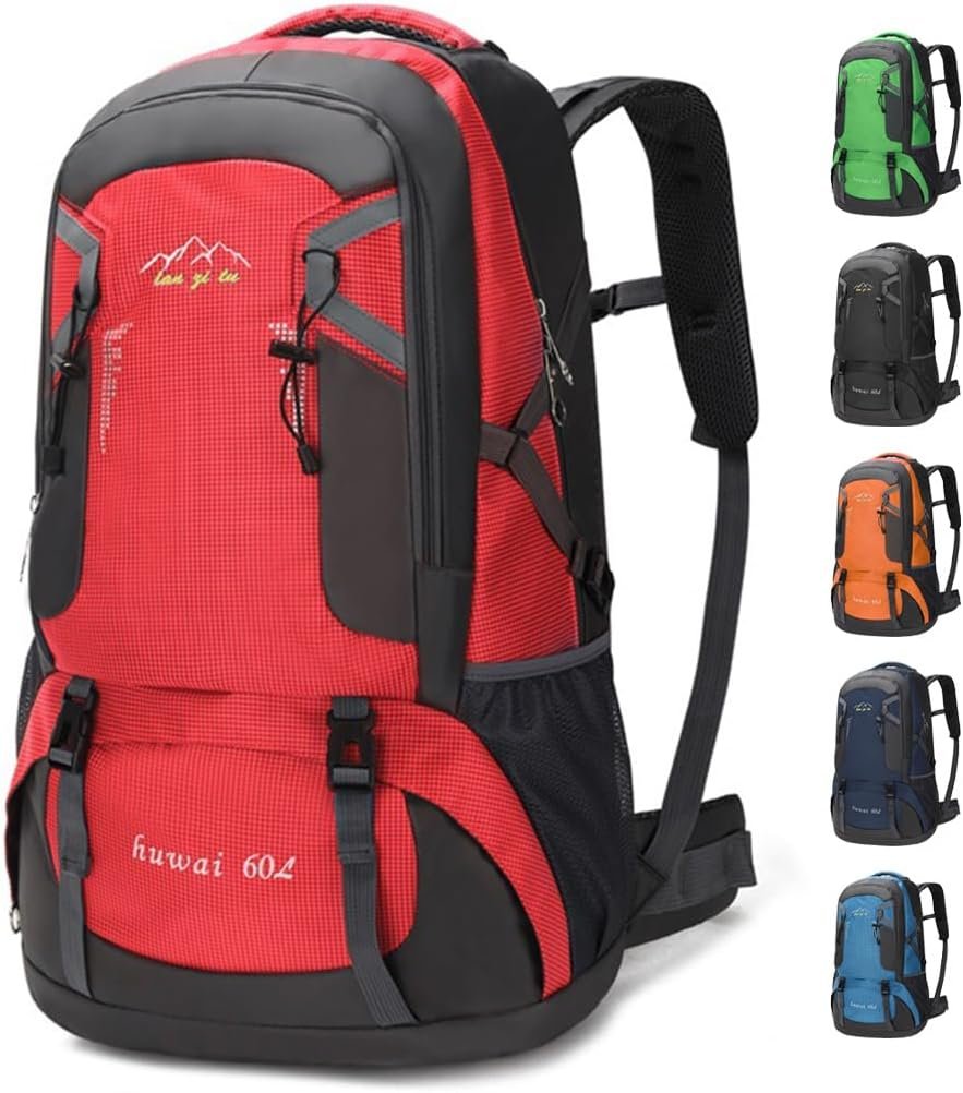 XCJump 60L Hiking Backpack Water Resistant Outdoor Sports Travel Daypack Bag Lightweight Bag For Women Men Mountaineering Camping Tourism