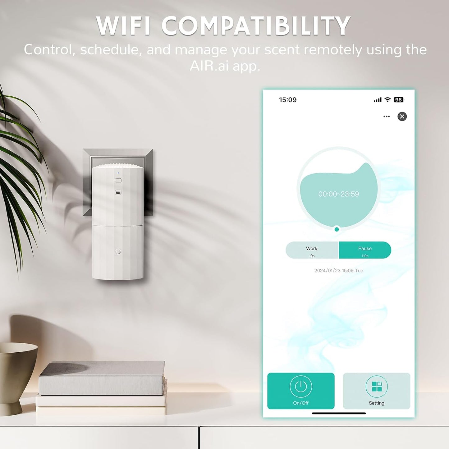 Airthereal Plug-in Waterless Fragrance Diffuser, 130ml Nebulizing Aromatherapy Air Diffuser, Scent Air Machine with Smart App Control, Auto Shut-Off, Safe for Children and Pets, White