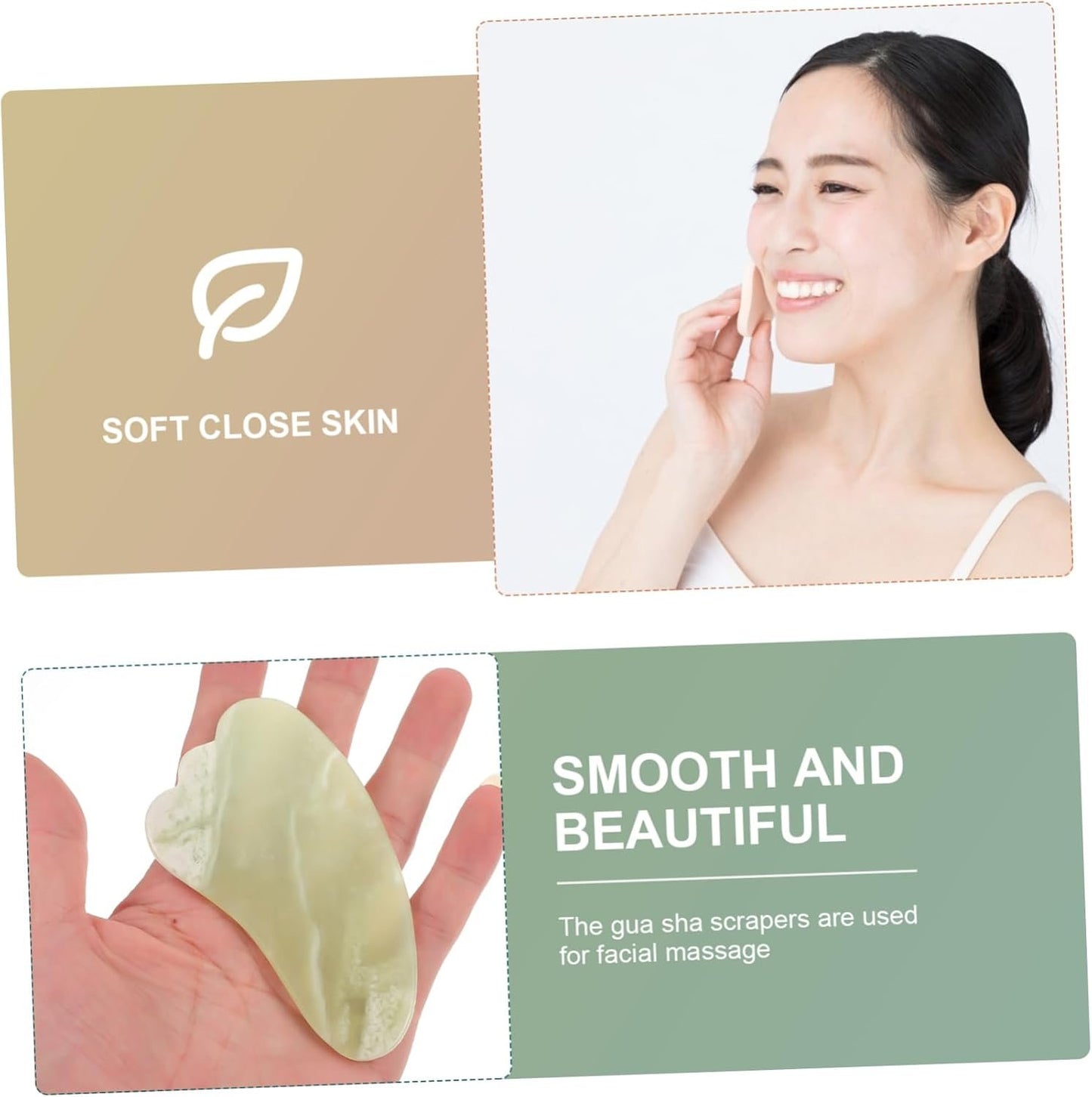 HIAKDOFT 1Pc Jade Scraping Board for Facial Massage Plate for Relief Skin Practical Self Care Tool for Daily