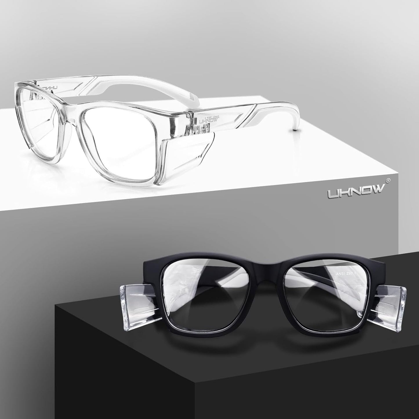 UKNOW Safety Glasses - Anti Fog Lenses - Eye Protection with Side Shields - ANSI Z87.1 Protective Eyewear - UV Protection