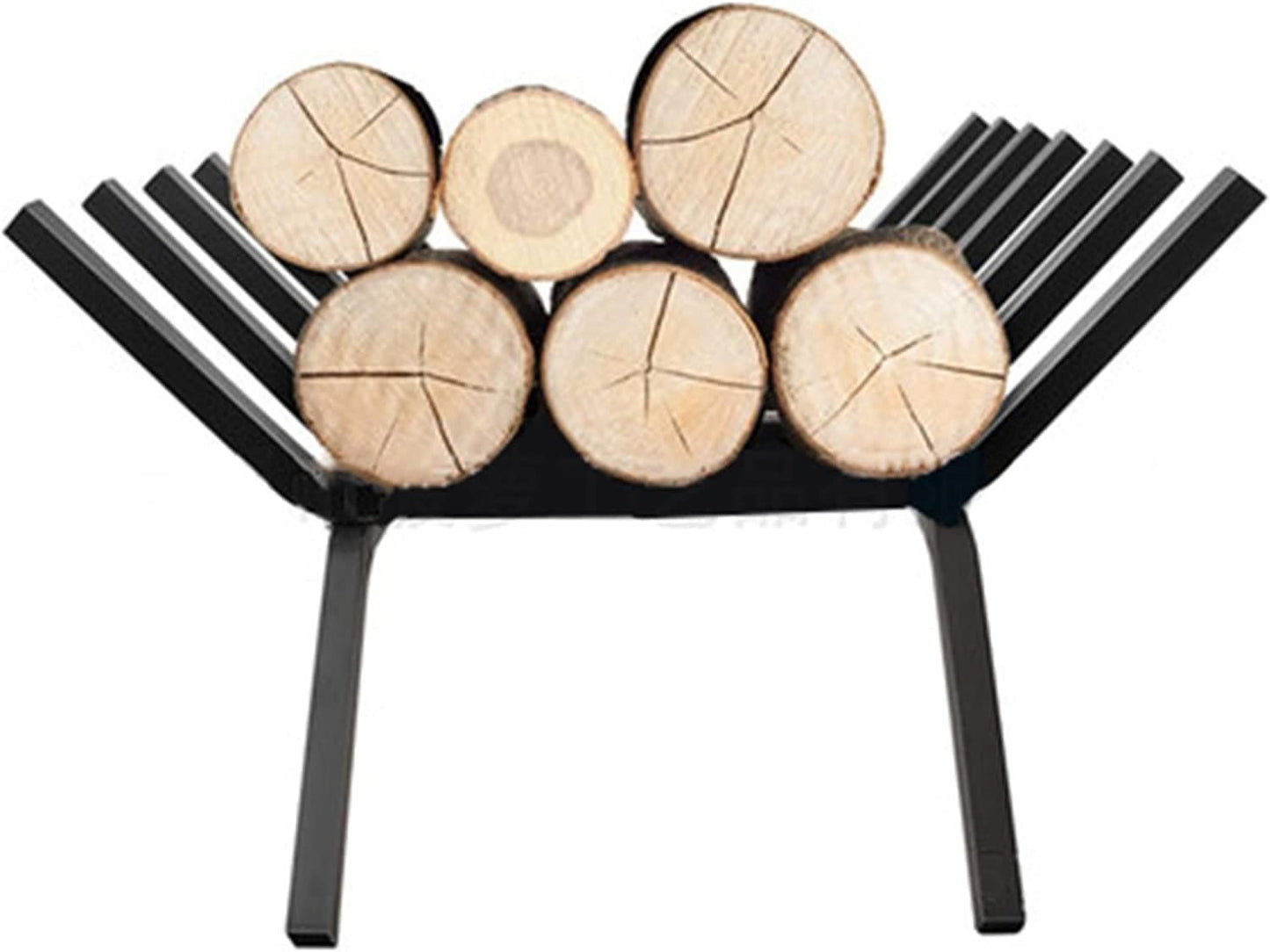 Firewood Stand Fireplace Log Grate Fire Grates for Indoor Chimney Hearth Outdoor Fire Place Tool Pit Wrought Iron Wood Stove Firewood Burning Rack Holder Strong and Sturdy (Black 24in)