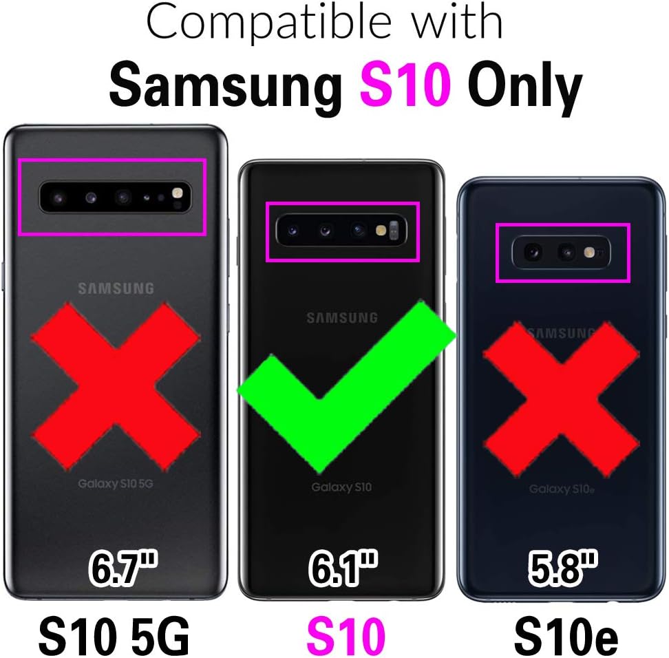 Asuwish Phone Case for Samsung Galaxy S10 with Tempered Glass Screen Protector Cover and Credit Card Holder Stand Slim Hybrid Cell Accessories Glaxay S 10 Edge Gaxaly 10S GS10 X10 Women Men Black