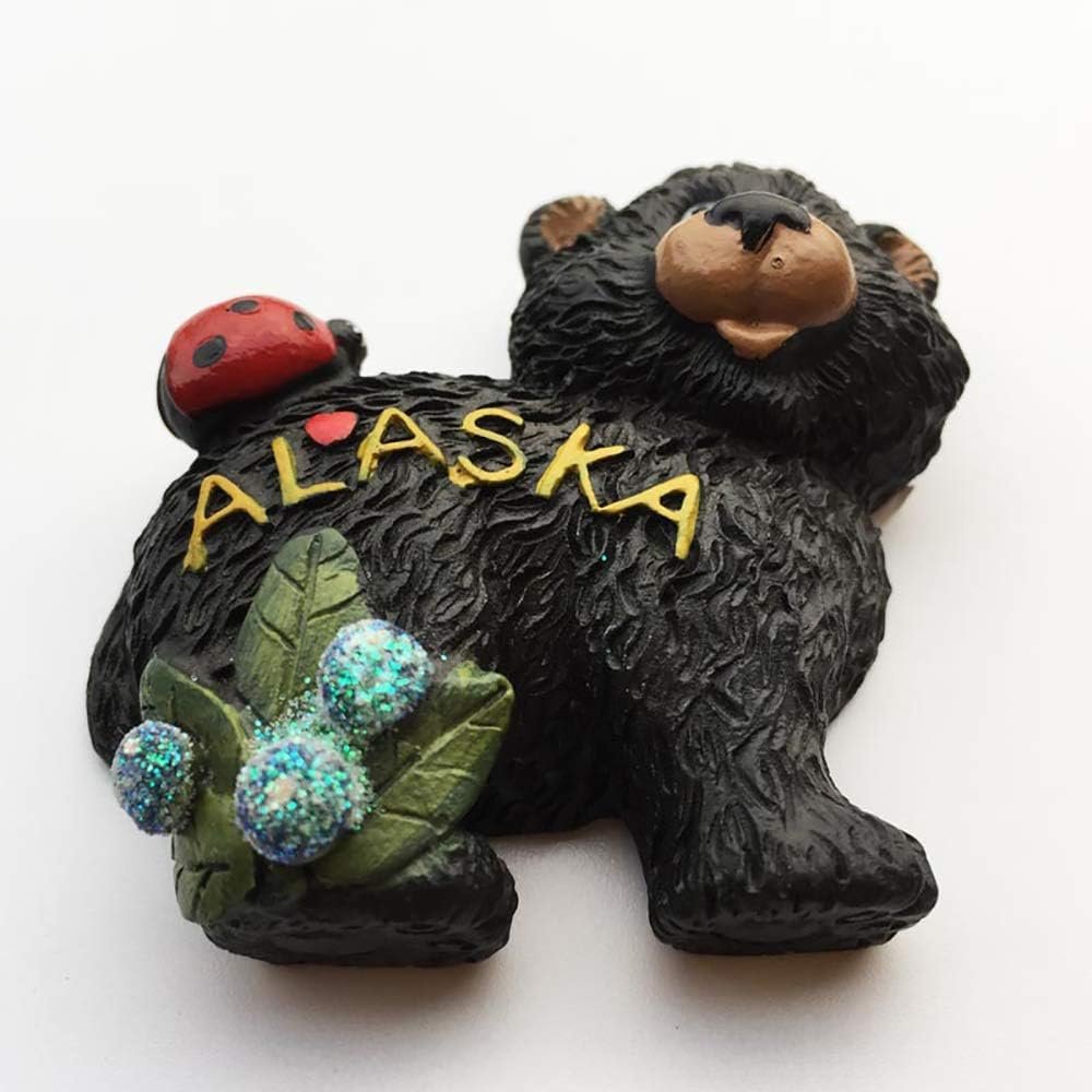Alaska Black Bear 3D Resin Fridge Magnet Travel Souvenir Gifts Handmade Home Kitchen Decoration Alaska