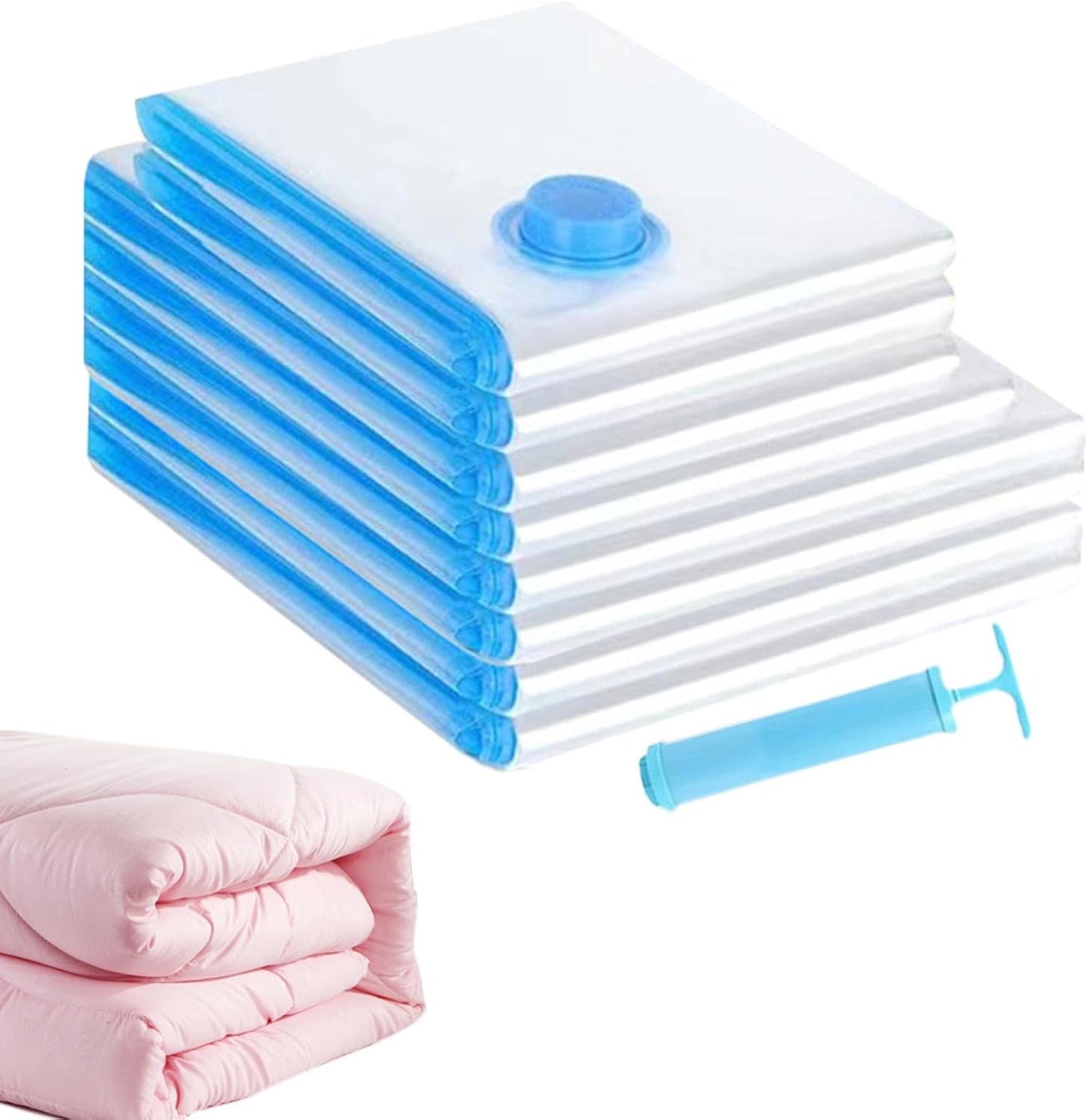 8-Pack Vacuum Storage Bags | Space-Saving Compression Bags For Clothes, Blankets, Comforters, Travel & Home Organization | Waterproof, Airtight Sealed Packing Bags For Suitcases & Storage Bins