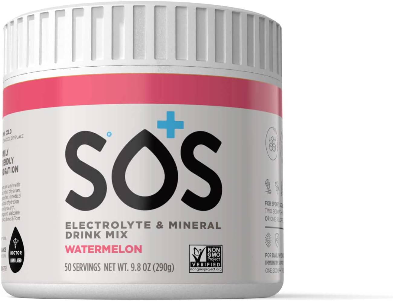 SOS Hydration Electrolyte Hydration Powder Mix, Watermelon - 250 grams