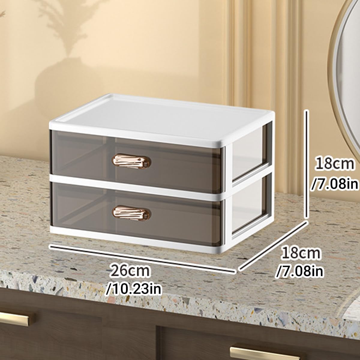 AIMALL Multi-Tier Storage Drawer Organizer – Transparent Desktop Cosmetic Holder with Smooth Pull Design, Large Capacity for Office, Makeup & Accessories