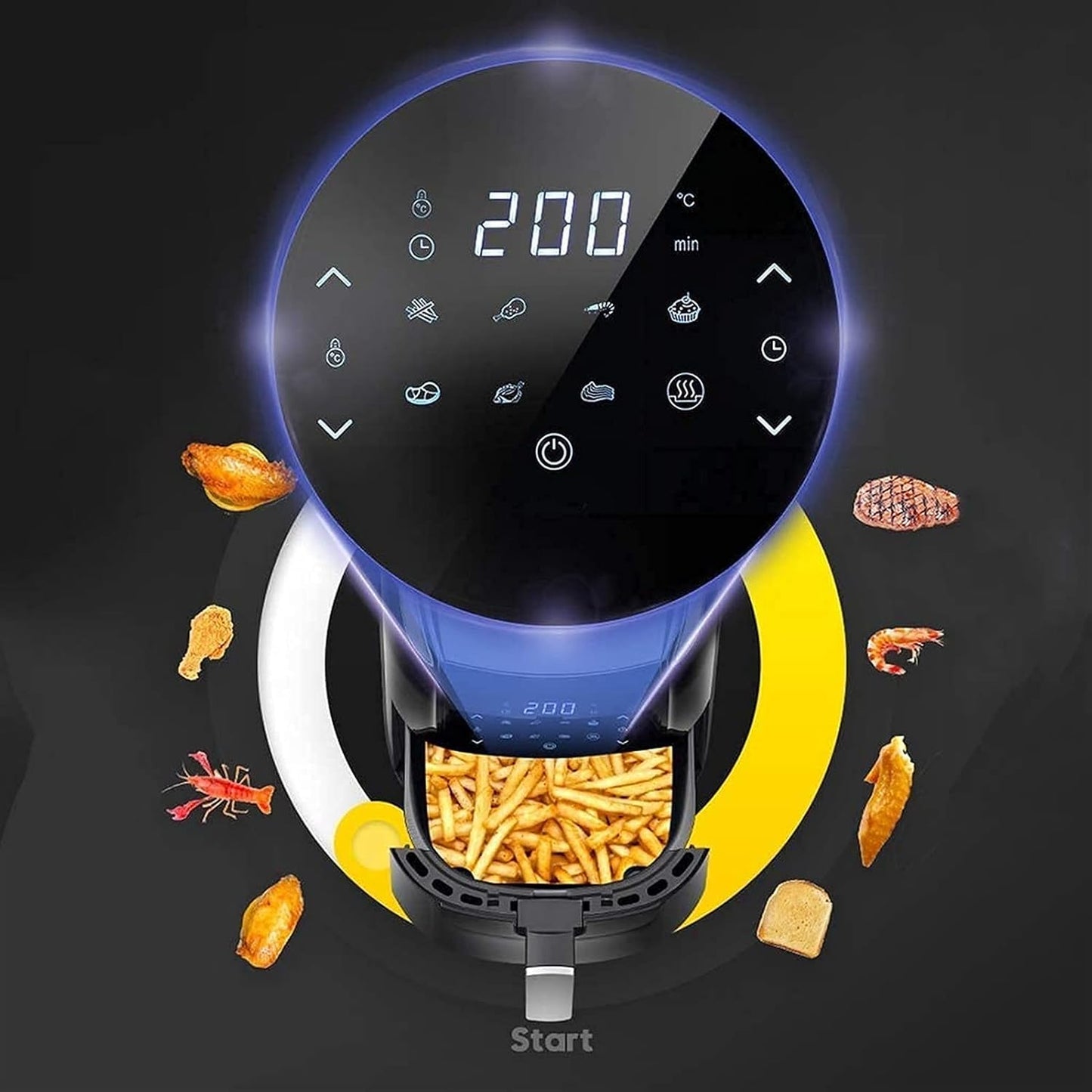 Air Fryer for Home Use 6L Fryer for Home Use with Eight s Timing Frieshine for Office Touch Screen Control Comfortable Anniversary Efficency