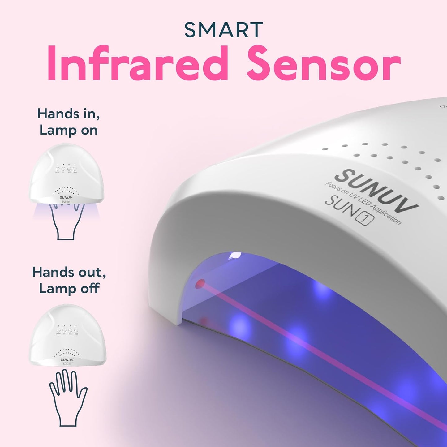 SUNUV UV LED Nail Lamp, Gel Light for Nail Polish UV Dryer with 3 Timers SUNone White