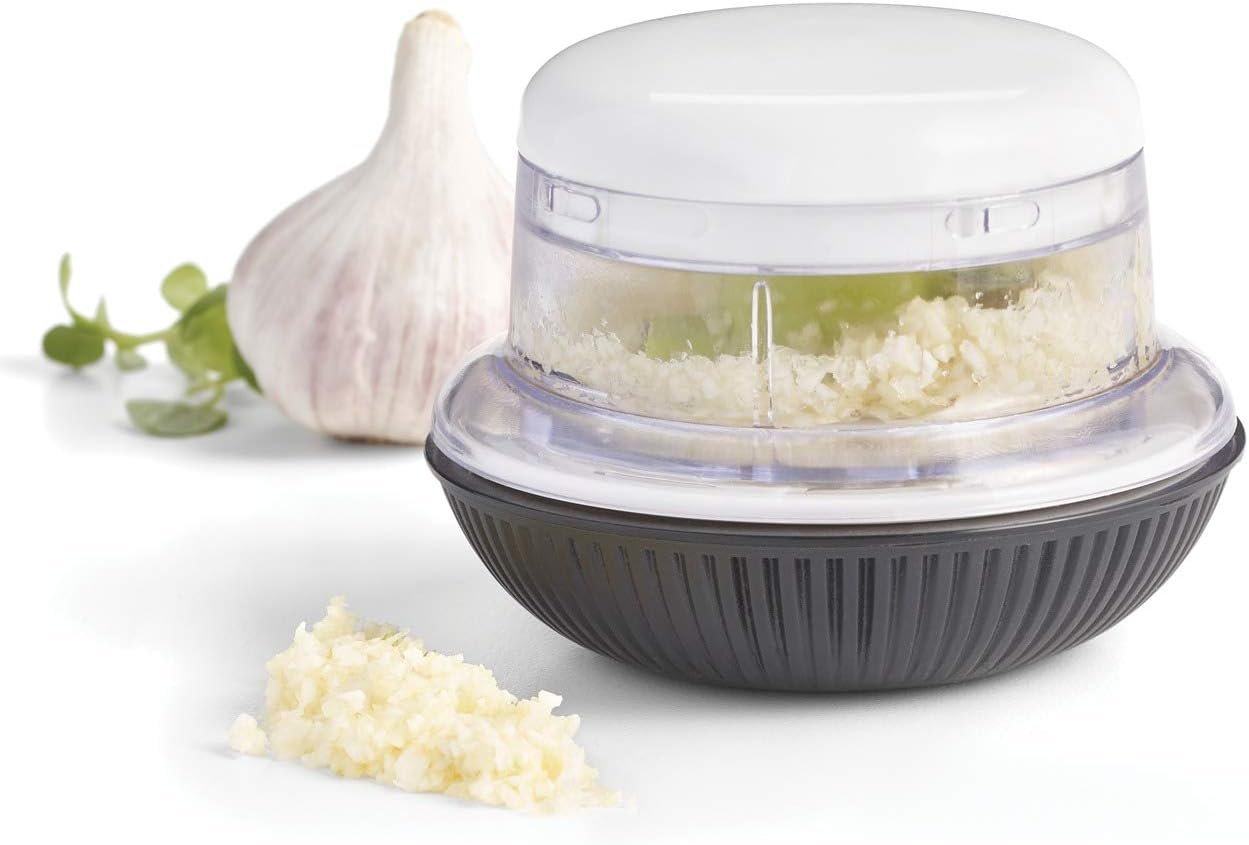 Starfrit Mini Rolling Chopper - Effortless Chopping with Dual Blades - Non-Slip Base - White