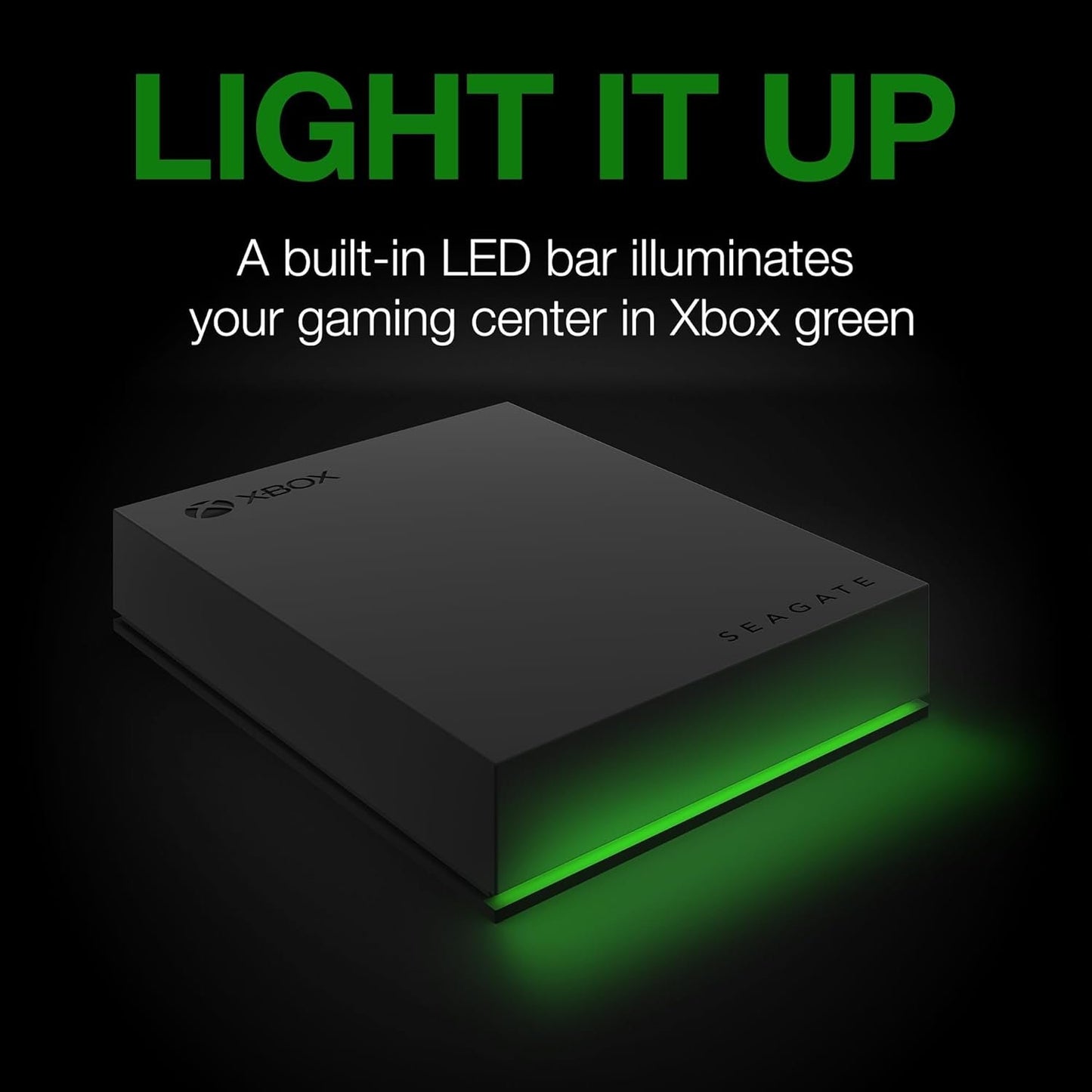 Seagate Game Drive for Xbox 5TB External Hard Drive Portable HDD - USB 3.2 Gen 1, Black with Built-in Green LED bar, Xbox Certified, 3 Year Rescue Services (STKX5000403)