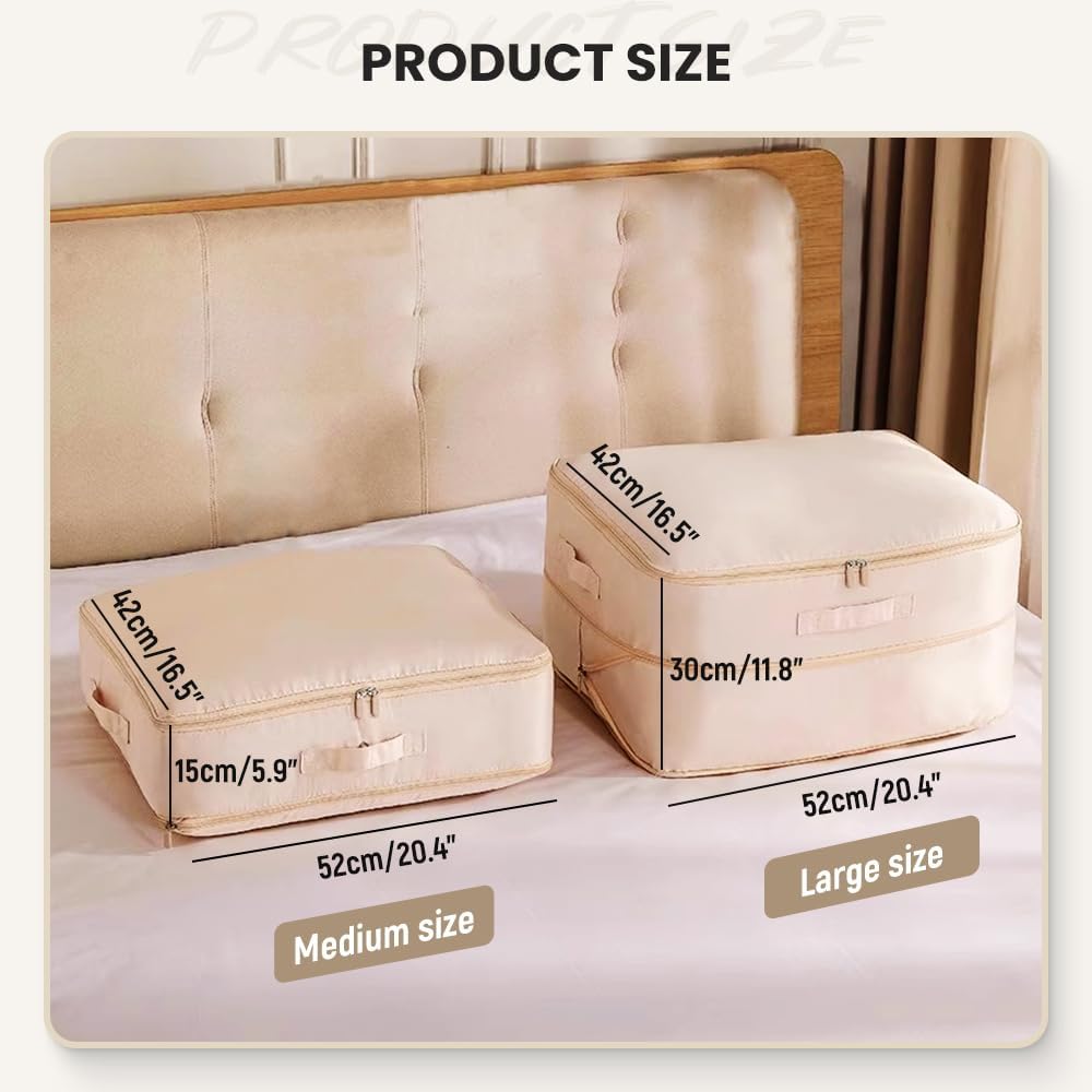 Packing Cubes, 2024 New Upgrade Organizer Self-Compression Space-Saving Ultra Space-Saving, Suitable for Clothes, Comforters Quilts (Beige)