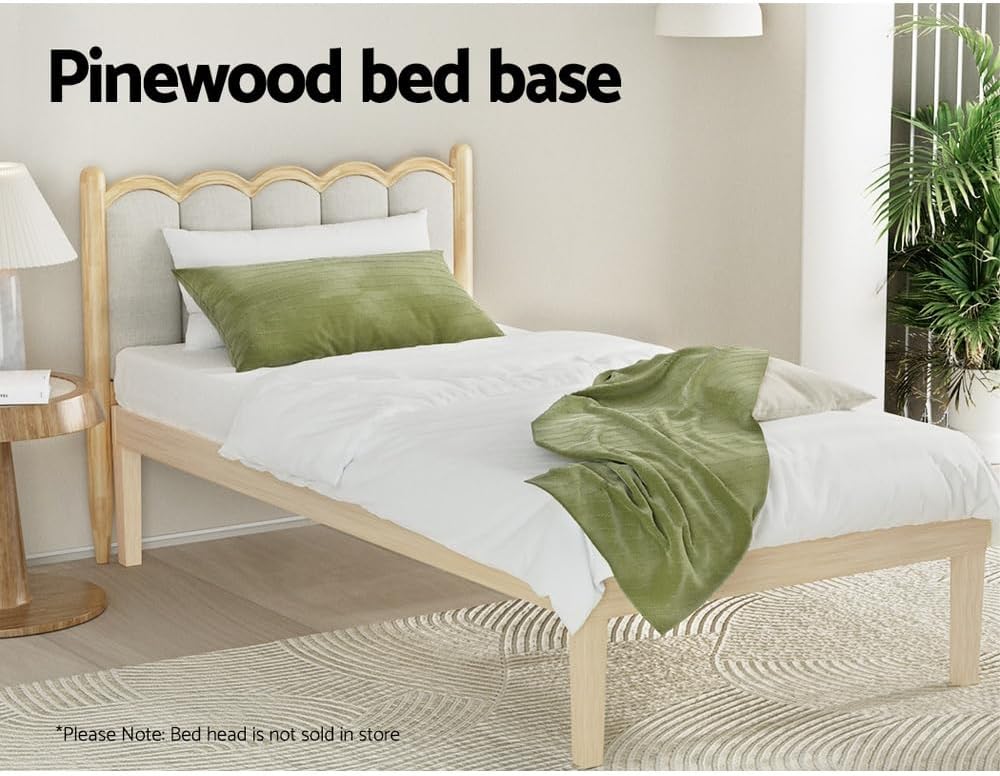 Artiss Single Bed Frame Platform Wooden Timber Frames Beds Base Bedroom Room Decor Home Furniture Oak for Kids, Toddler and Adult, Modern Design with Stable Legs and Storage Space Pine, Easy Assembly