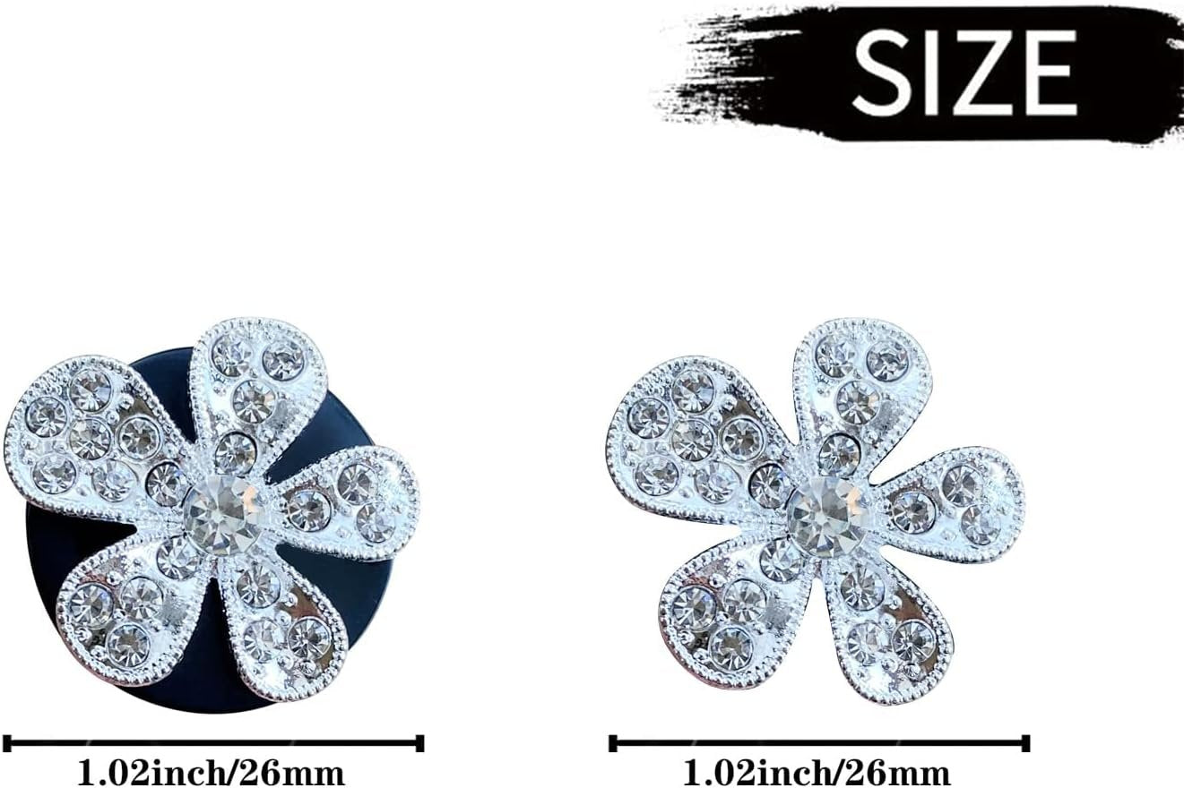 Bling Flower Air Vent Clips, 6 Pcs Cute Daisy Air Fresheners, Diffuser With Rhinestone Interior Decoration Charm, Diamond Decor Accessories for Women Girls