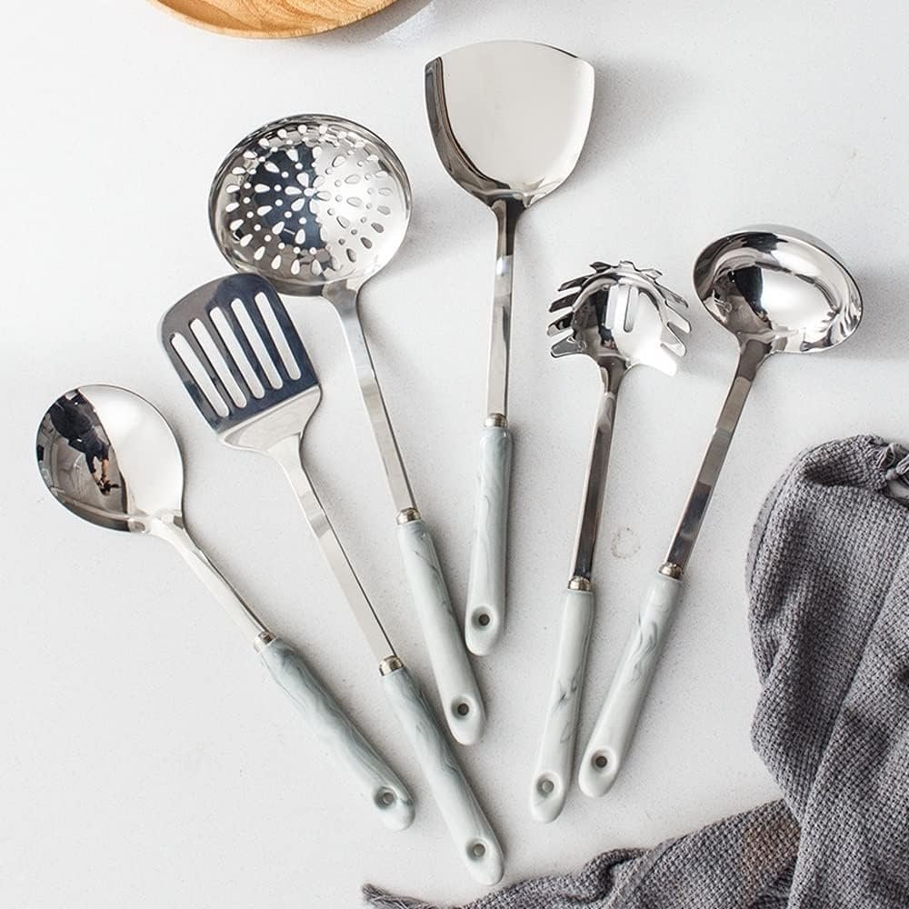 NSTVVEE Cucchiai da Cucina in Acciaio Inossidabile Spatole Utensili da Cucina Set da 7 Pezzi Utensili da Cucina e Gadget (Oro)