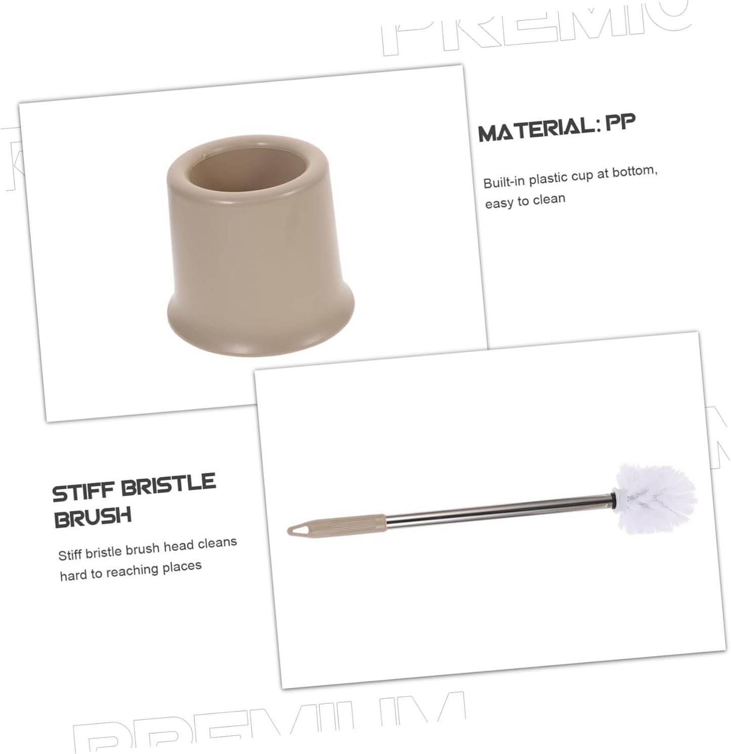 JEWEDECO Bathroom Cleaning Essential Stainless Steel Toilet Brush Holder Round Brush for Storage Stiff Bristle Long Handle Sanitary