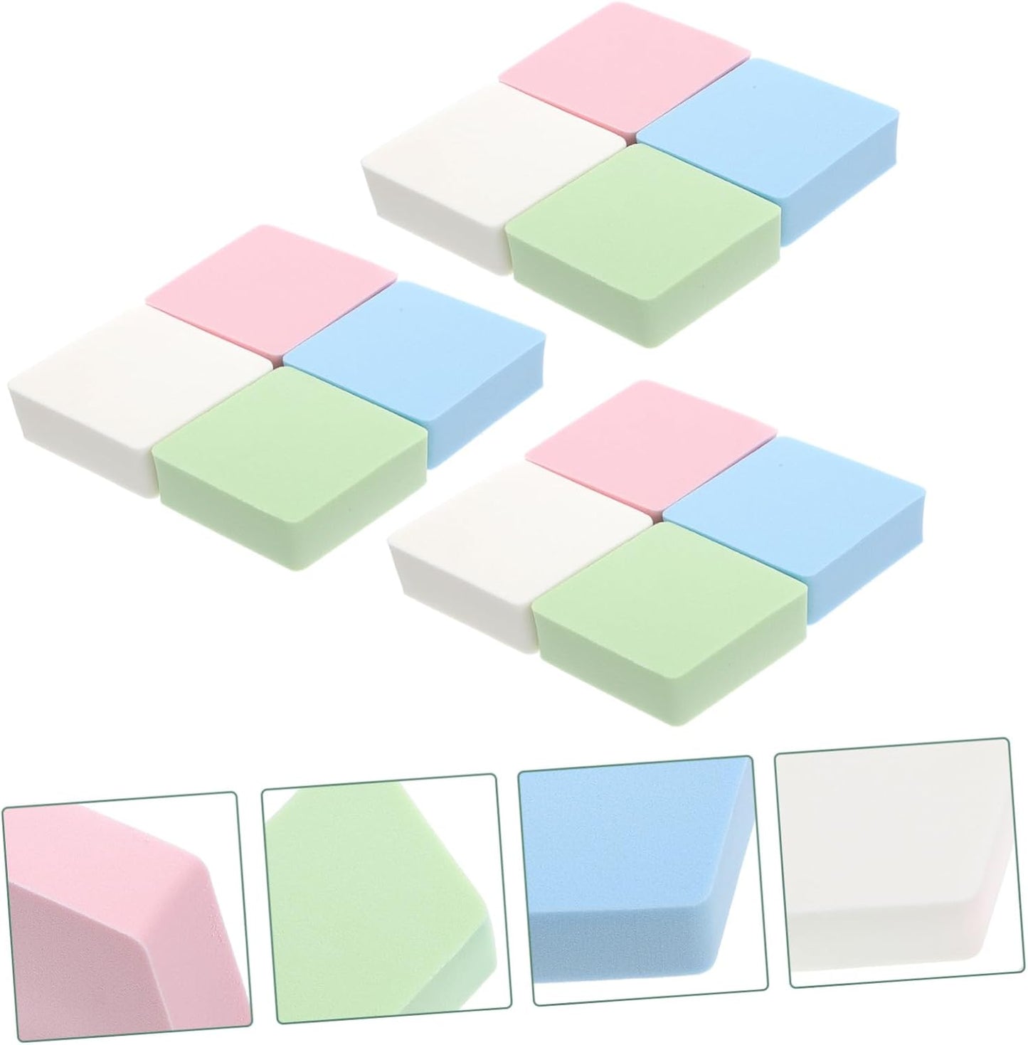DEARMAMY 12Pezzi Soffietti Portatili Puff Per Fondotinta Multifunzionali Romboidale Accessori Per Makeup Utilizzabili e Umido