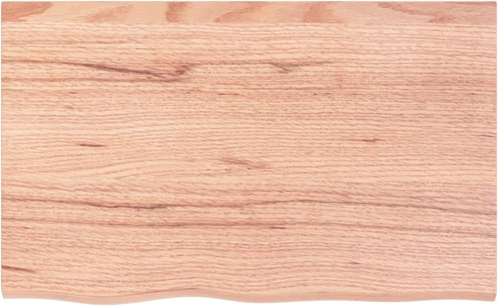 Table Top Light Brown 80x50x6 cm Treated Solid Oak Wood, Handcrafted Live Edge Finish Versatile for Dining & Kitchen Replacement