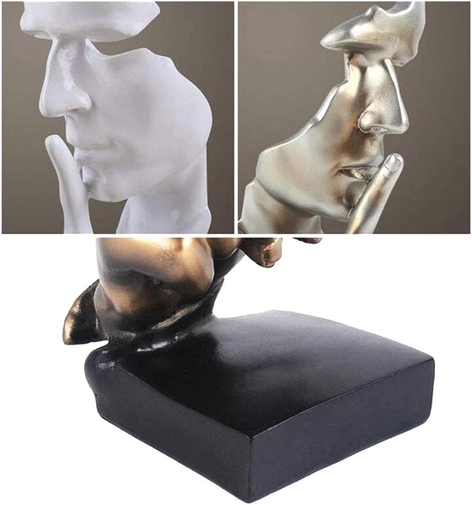 Modern Sculpture Design - Silence Is Golden - Handmade Men Statues Resin Sculpture Abstract Living Room Office Decorations Creative Home Gift Figurines (11 x 4 x 4 Inches)