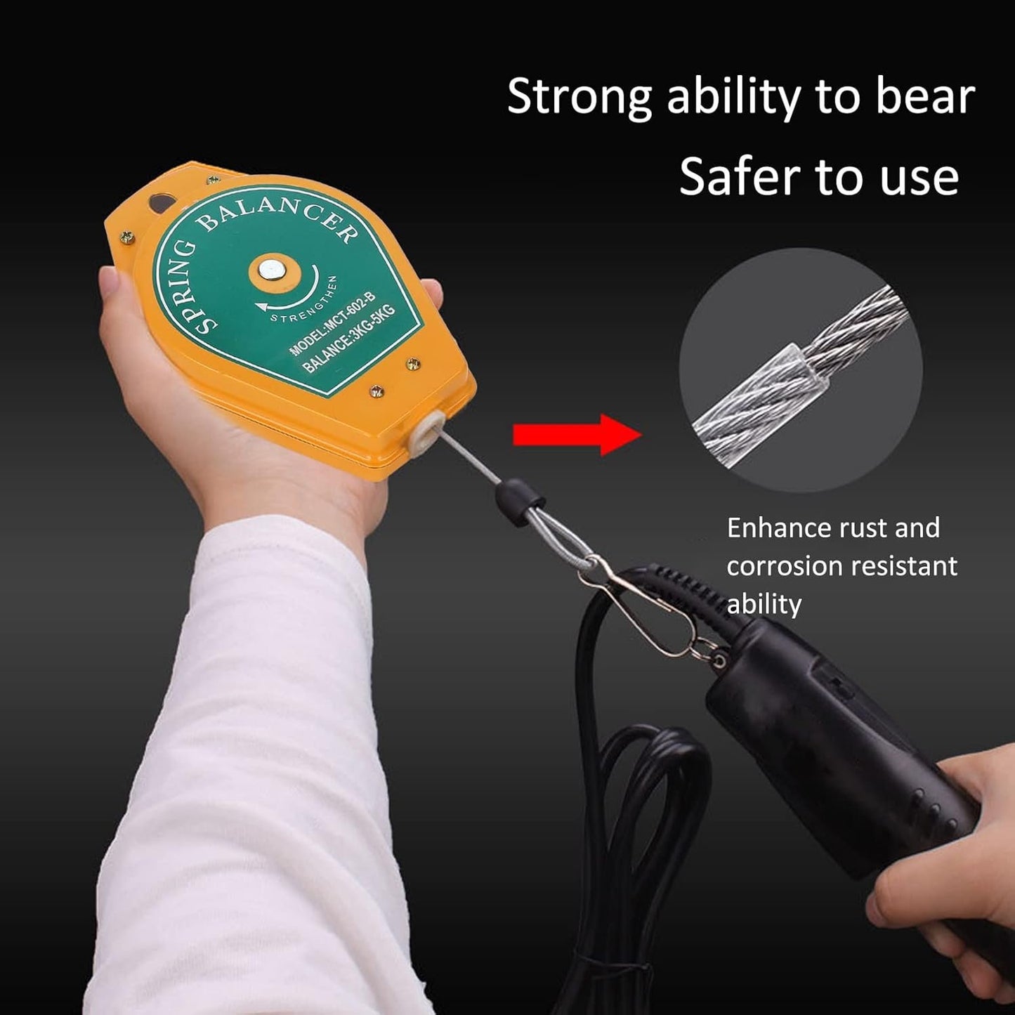 Spring Balancer, 3 to 5Kg Load Small Multi Function Retractable Spring Balancer Strong Bearing and Safe Tool Fixtures Holder Hanging with Safety Device for Assembly Lines