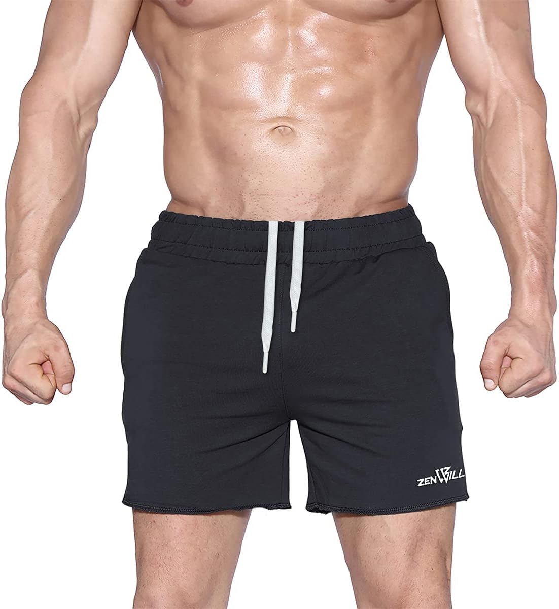 ZENWILL Mens Workout Sport Shorts Gym Athletic Short for Men with Towel Belt