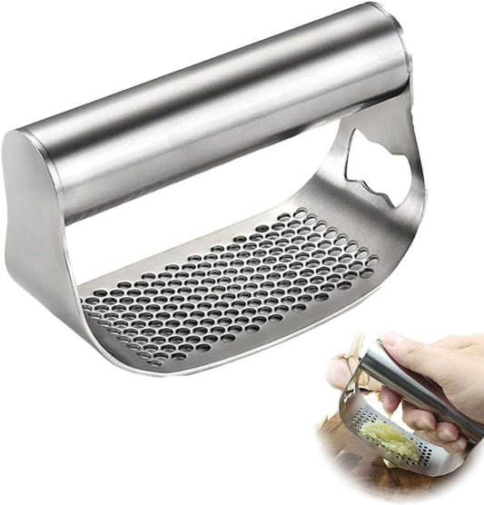 Stainless Steel Garlic Presser,2024 New Garlic Mincer Press Garlic Crusher with Cleaning Brushr And Peeler,Garlic Chopper Kitchen Tools Gadgets,Easy to Use.