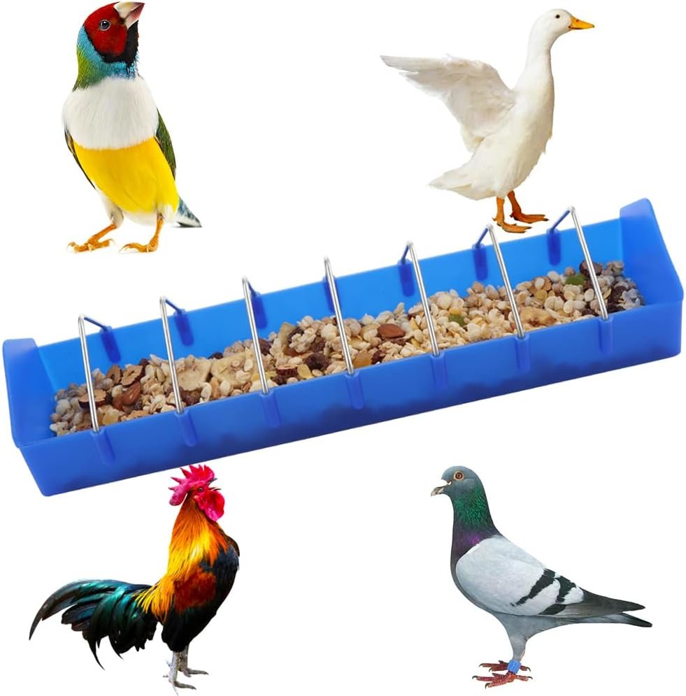2 Pack Large Pigeon Feeder Thick Durable Slot Container Feeding Dish Food Dispenser Tool for Pigeon Chicken Duck Bird Poultry (Length: 16")