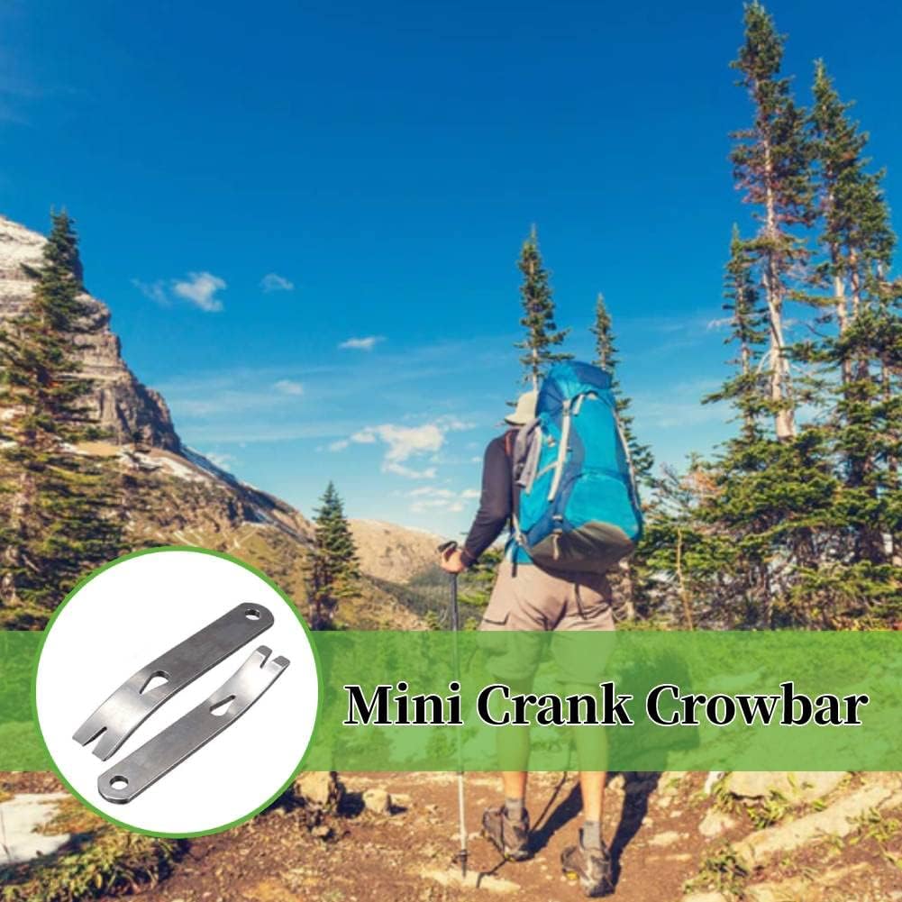 Yosoo 2pcs EDC Gear Mini 3inch Stainless Steel Crank Crowbar Pocket Pry Bar Keychain Keyring Multi Tool Survival Scraper Opener