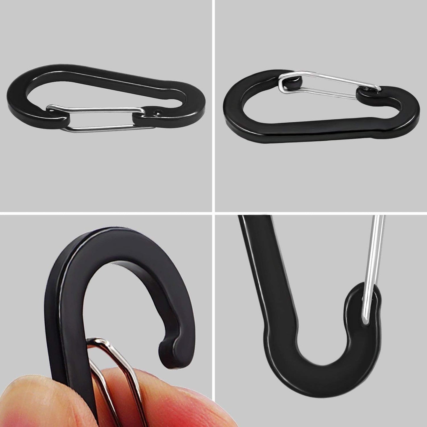 Lix&Rix Spiral Retractable Safety Coiled Lanyard with Stainless Steel Clip Keychain Ring Carabiner for Keys Fishing Tools,3pcs