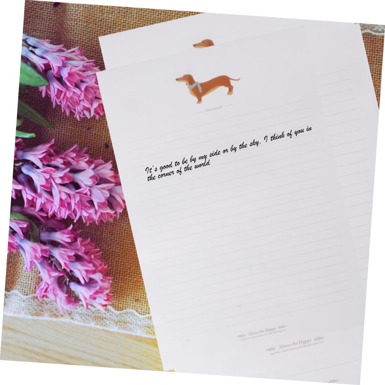 GRADENEVE 80pcs Roll Writing Paper Dog Patterns Kraft Paper Letter Stationery for Letters Notes Art Craft