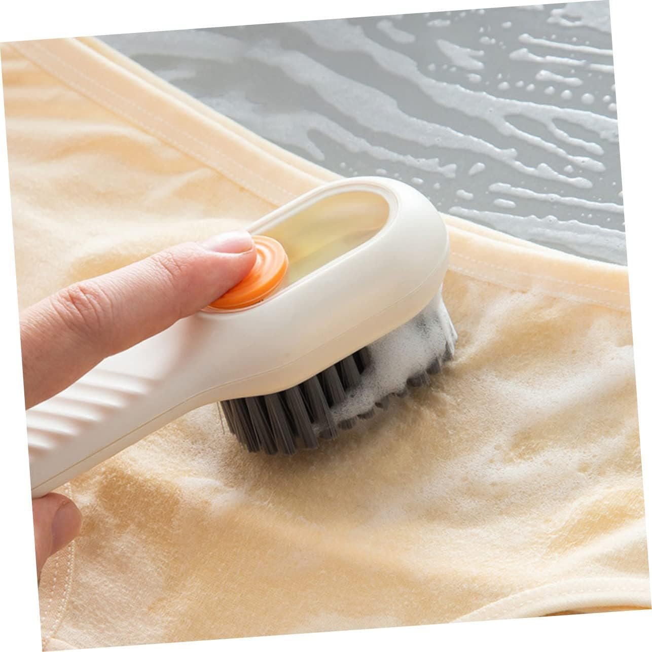 FOMIYES 2sets Multi-use Cleaning Brush Set Laundry Tile Shoe Brush Soap Dispenser Storage Plastic Soft Bristles Home Cleaning Essential 2pcs*2