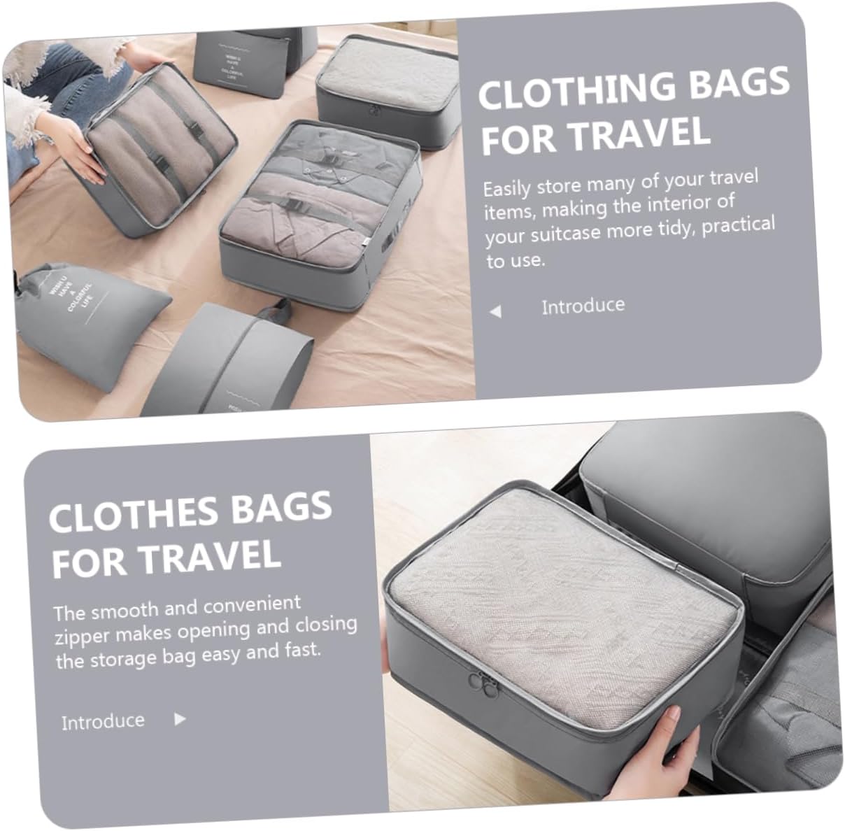 Healeved 1 set Travel Clothes Organizer Packing Bags for Shoes Toiletries Clothing Lightweight Durable Storage Pouches for Organization Grey