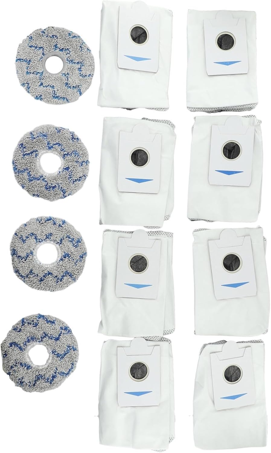 T20/X1 Cleaning Essentials 8 Dust Bags and 4 Mop Pads Designed for Effective Dirt Removal and Floor Protection (Blue)