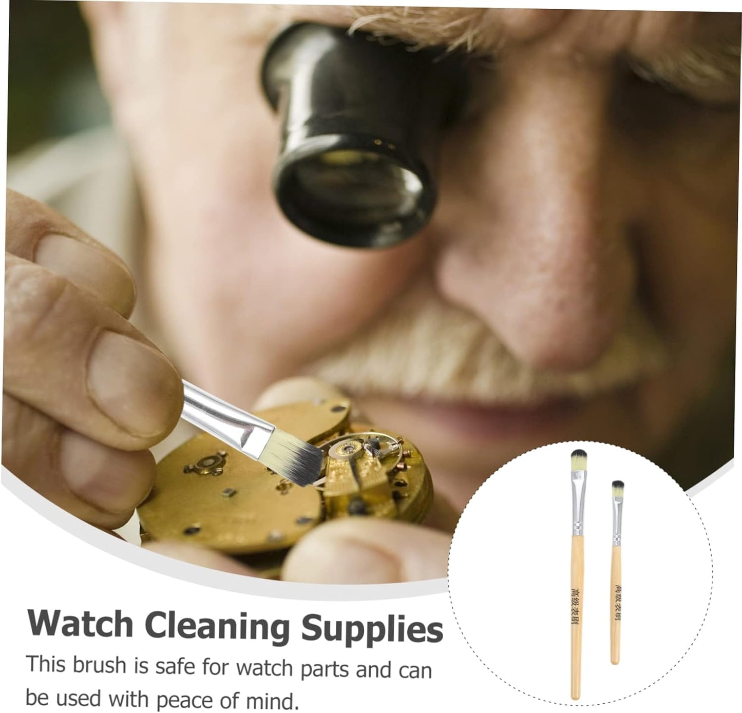 GANAZONO 2Pcs Watch Parts Cleaning Brush Watch Movement Cleaning Tools with Handle Essential for Watch Repairing and Maintenance Safe for All Watch Parts