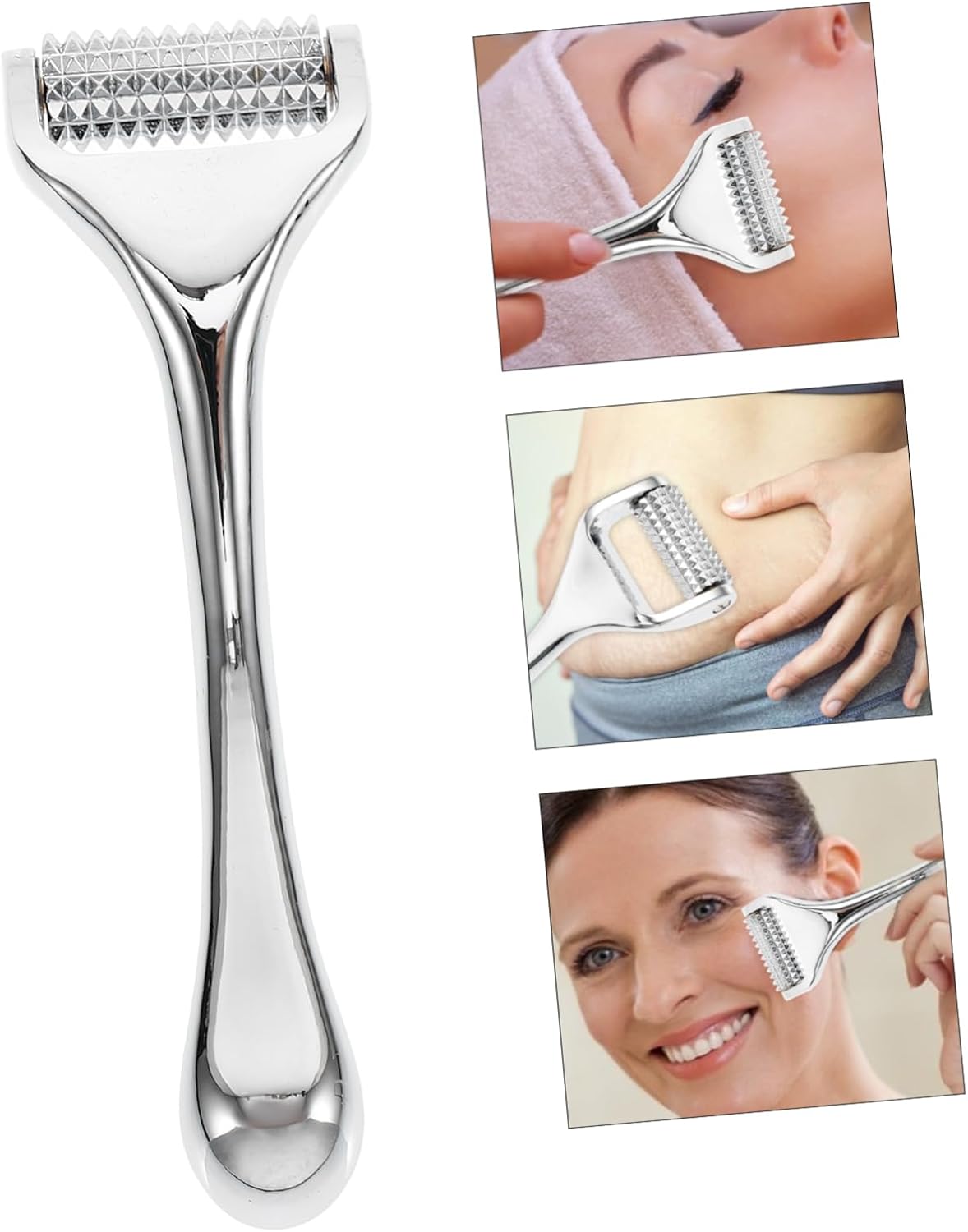 Generico 1pc Beauty Device Wrinkle Remover Walker Massager Zinc Alloy Facial Skin Care Cleanser for Skin Care Silver