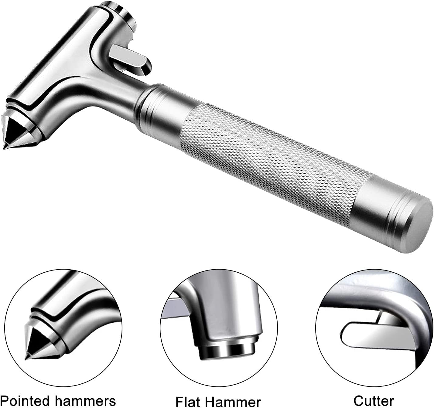 Premium Car Glass Breaker with Seat Belt Cutter - Automotive Safety Hammer - Emergecy Escape Tool, Car Autoaccessory Metal Window Hammer, Vehicle Hard Aluminium Alloy Head Design