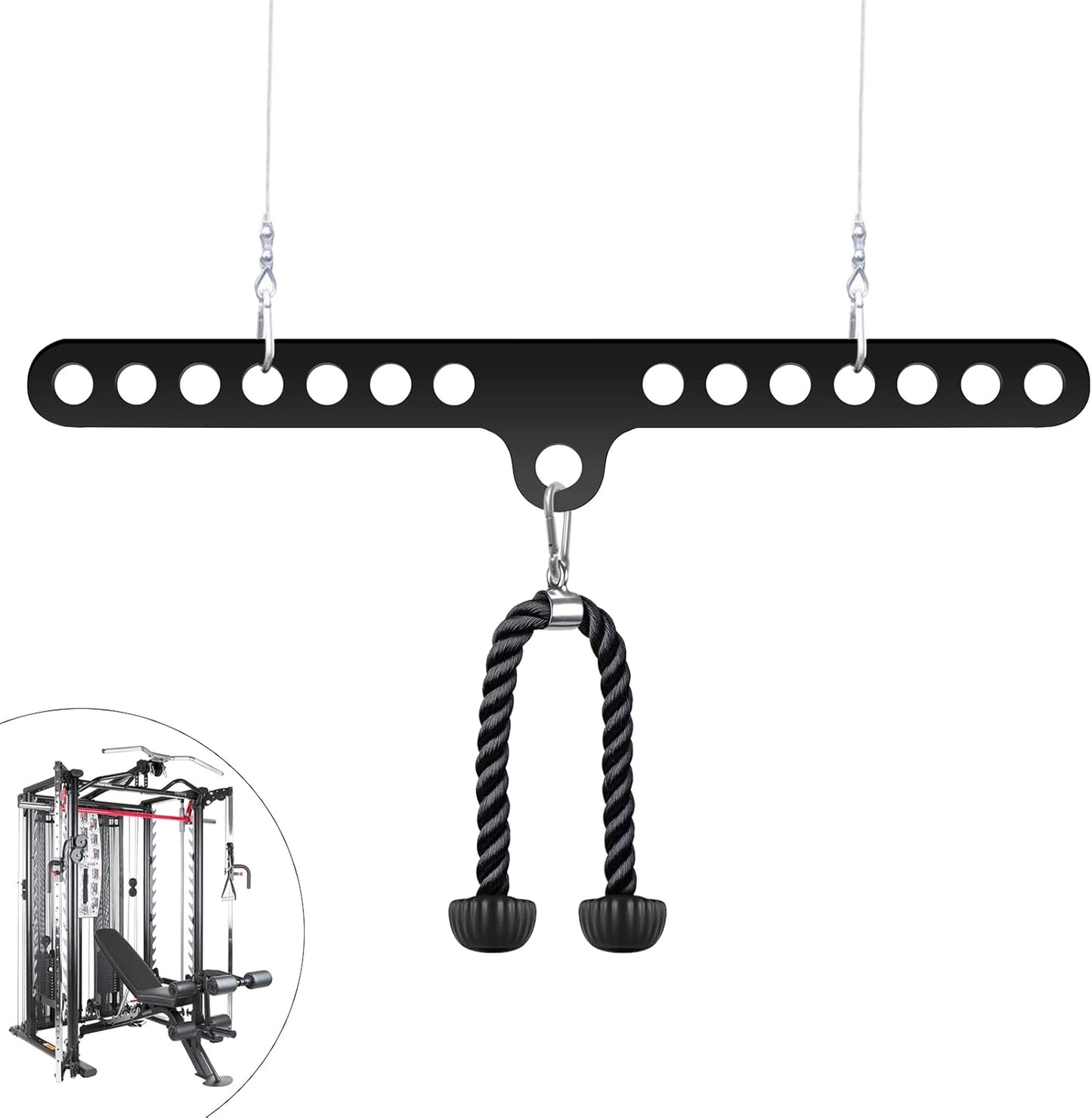 RIMLUFE Double to Single Adaptor Plate LAT T Bar Row Pull Up Down Accessories Tricep Rope Cable Crossover Machine Attachments Workout Weight Spreader Pulley System Landmine D Handles for Home Gym