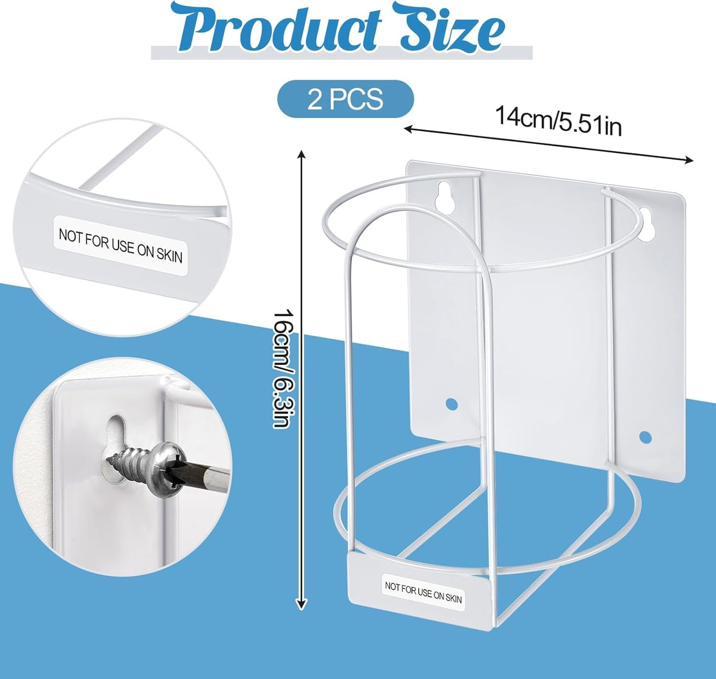Maxcheck 2 Pcs Wall Bracket for Wipes Hospital Heavy Duty Bucket Holder Bucket Organizer Wall Mount Wipe Dispenser Rack for Bedrooms Offices Living Rooms Home Office Public Restrooms(White)