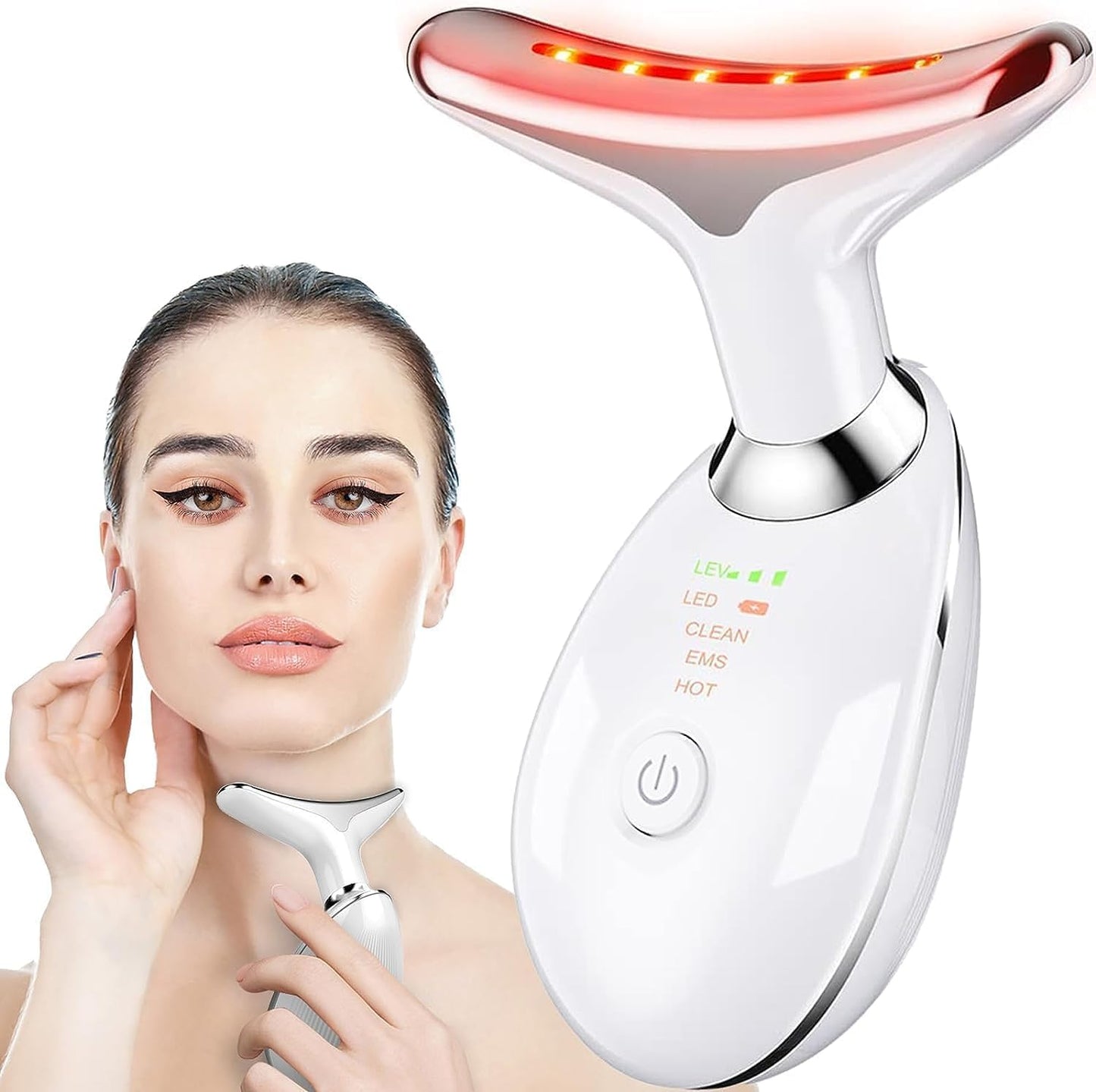 Vibration Lily 7-in-1 Face Neck Massager Face Sculpting Tool Triple-Action Wrinkle Remover Skin Rejuvenation Device with Thermal for Skin Care, Tightening, and Smoothness