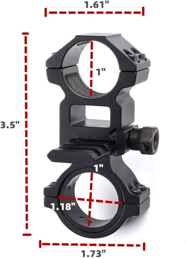 Weltool PM23 Flashlight Mount 1-inch / 30mm Riflescope Rings Barrel Clamp Mount with Picatinny Rail for Magnifiers, IR Flashlights,aim and Night Sight, Tactical Light (Heighten Space)